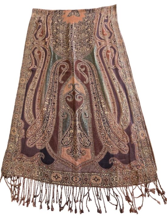 Unbranded Accessories - Shawl Brown & Gold Wrap Reversible w/Paisley Design 22x76